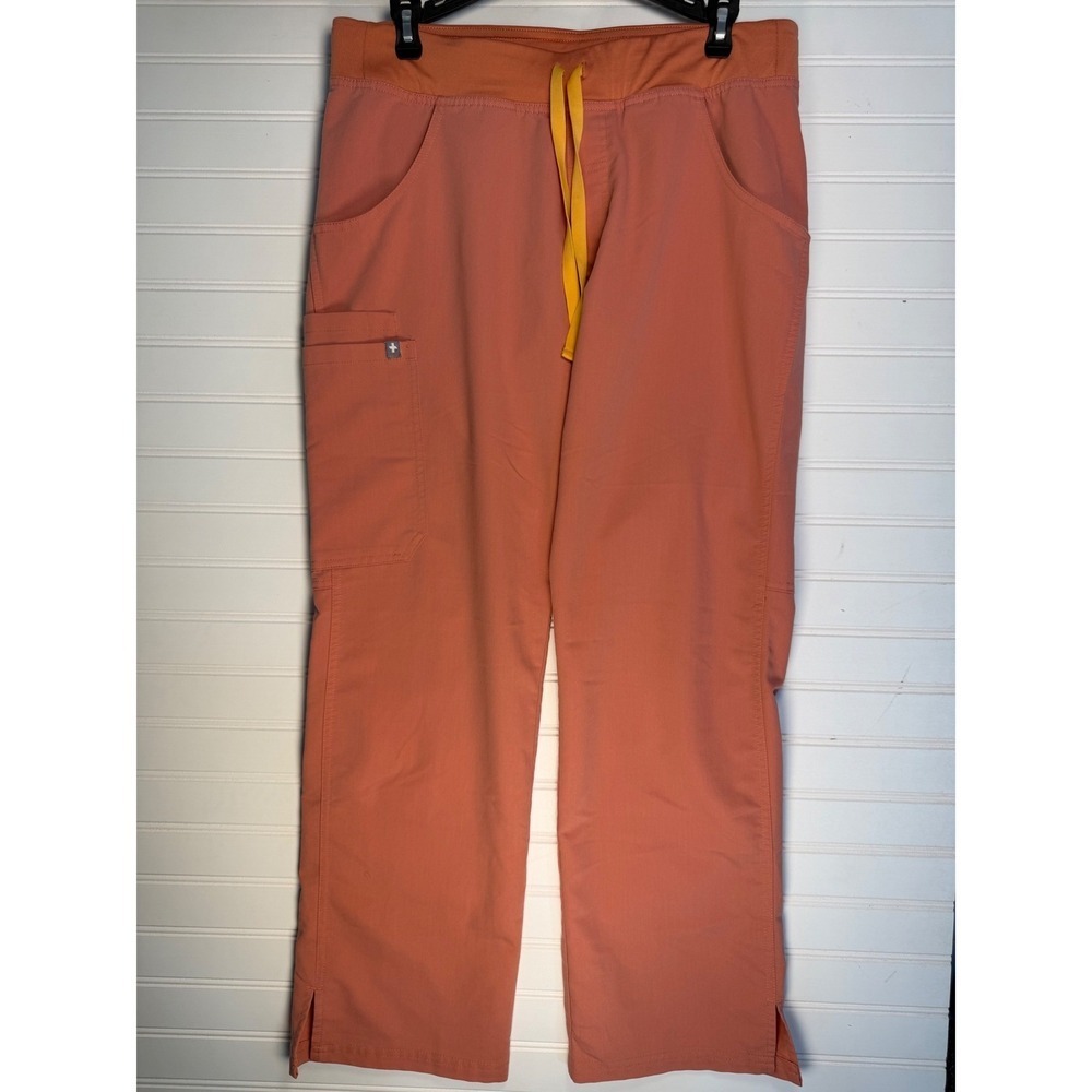 0320 - FIGS Scrub Pants Womens Medium Coral Straight Leg Stretch Medical Uniform